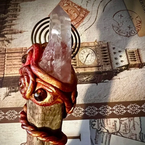 Handcrafted Wooden Wand with Crystal and copper/ gold Accents - Picture 8 of 11